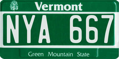 VT license plate NYA667