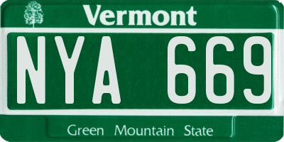 VT license plate NYA669