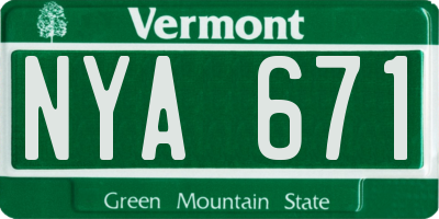 VT license plate NYA671