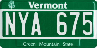 VT license plate NYA675