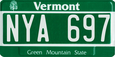 VT license plate NYA697