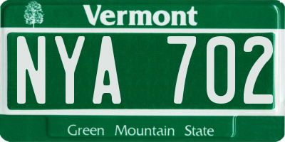 VT license plate NYA702