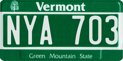 VT license plate NYA703