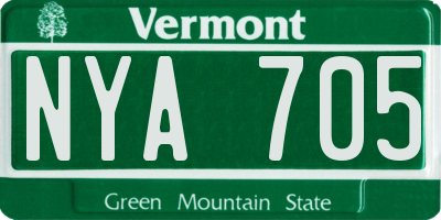 VT license plate NYA705