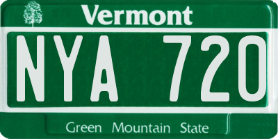 VT license plate NYA720