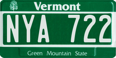 VT license plate NYA722