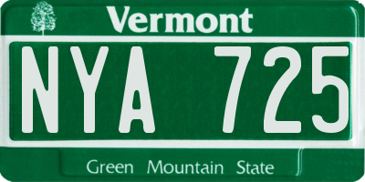 VT license plate NYA725