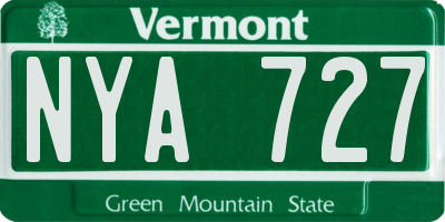 VT license plate NYA727