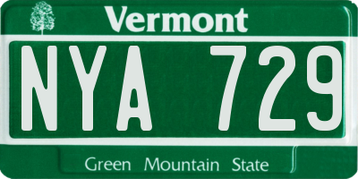 VT license plate NYA729
