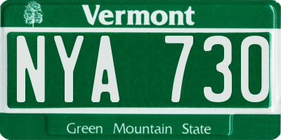 VT license plate NYA730