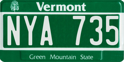 VT license plate NYA735
