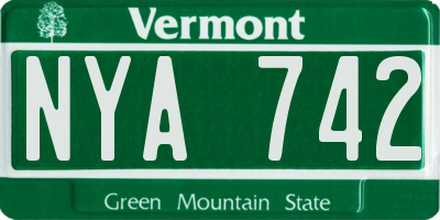 VT license plate NYA742
