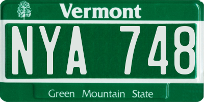 VT license plate NYA748
