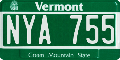 VT license plate NYA755