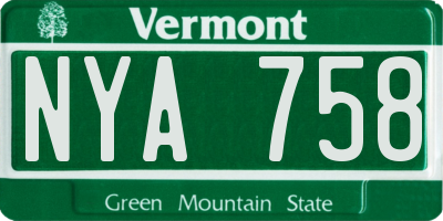 VT license plate NYA758