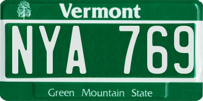 VT license plate NYA769