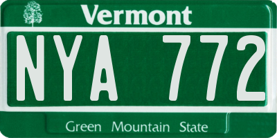 VT license plate NYA772