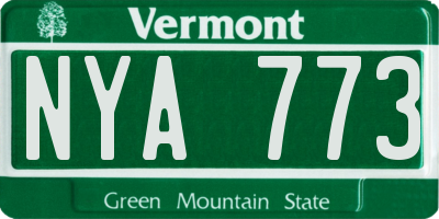 VT license plate NYA773