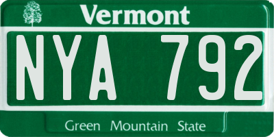 VT license plate NYA792