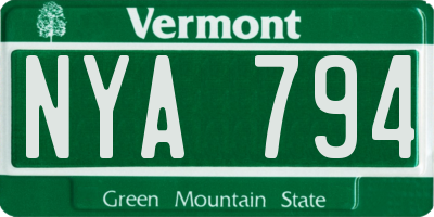 VT license plate NYA794