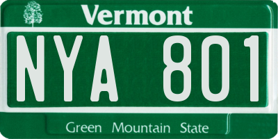 VT license plate NYA801