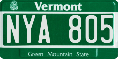 VT license plate NYA805