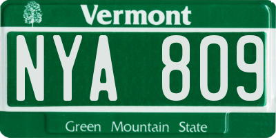 VT license plate NYA809