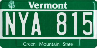 VT license plate NYA815