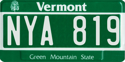 VT license plate NYA819
