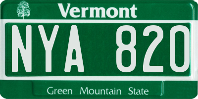 VT license plate NYA820