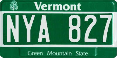 VT license plate NYA827