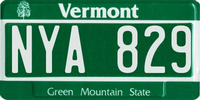 VT license plate NYA829