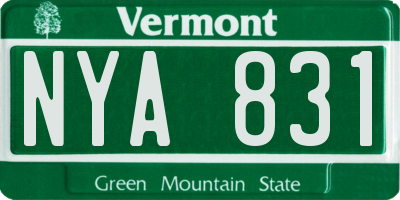 VT license plate NYA831