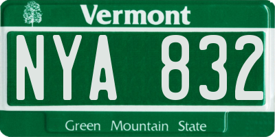 VT license plate NYA832