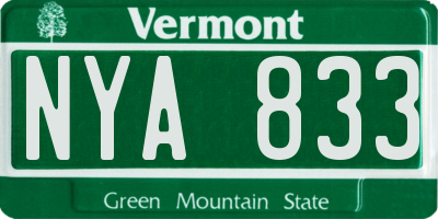 VT license plate NYA833