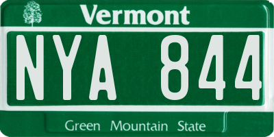 VT license plate NYA844