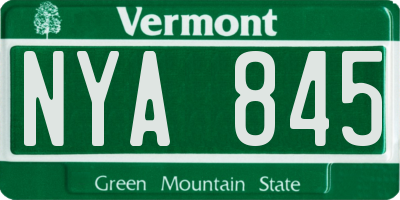 VT license plate NYA845