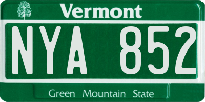 VT license plate NYA852