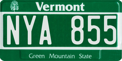 VT license plate NYA855