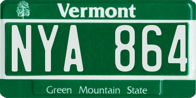 VT license plate NYA864