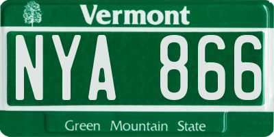 VT license plate NYA866