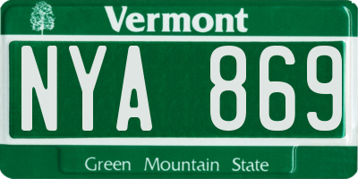 VT license plate NYA869