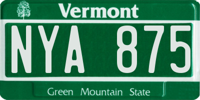 VT license plate NYA875