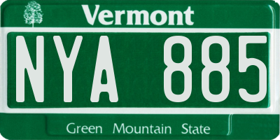 VT license plate NYA885
