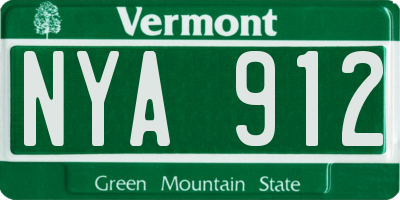 VT license plate NYA912