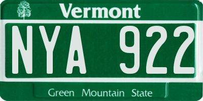 VT license plate NYA922
