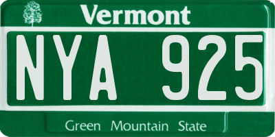VT license plate NYA925
