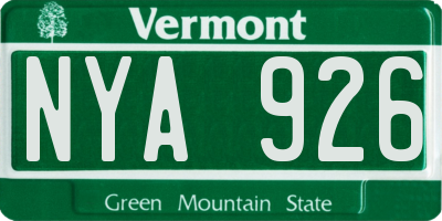 VT license plate NYA926