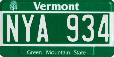 VT license plate NYA934