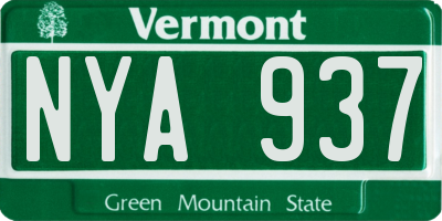 VT license plate NYA937
